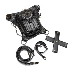 Rock Artificial PU Leather Shoulder Bag Vintage Gothic Retro Steampunk Skull Waist Pack motorcycle‌ Bag Handbag Leg Purse