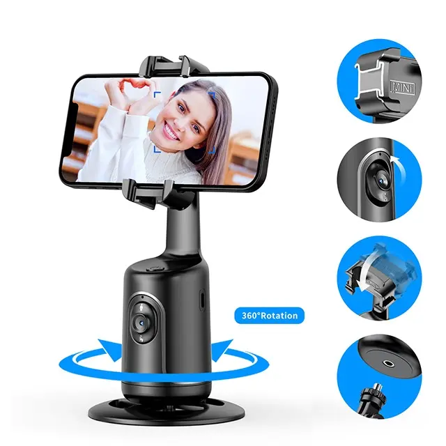 Automatic Tripod Gimbal Stabilizer with 360° Rotation Smart Face Body Tracking for Smartphone Recording Lightweight Portable Wireless Stabilizer with Remote Control for Vlogging Live Streaming