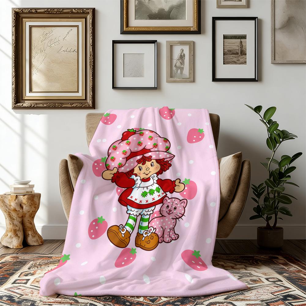 Countdown Sale! Trendy Cartoon Strawberry Shortcake Blanket Flannel Soft Warm Skin-Friendly for Sofa Office Bed Winter Kids  Mothers Day Gift Suitable for all four seasons A gift suitable for fans, friends and children