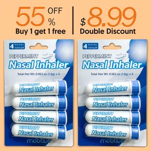 Double Freshness Deal: Buy 1 Get 1 FREE For Holiday | - 4-pack MOOTIVE Nasal Inhalers | Soothing and comfort | Refreshing Peppermint Nasal Inhaler | Energizing Nasal Inhaler | Peppermint Nasal Inhaler for Post-Workout | Indoor Air Freshener Aromatherapy