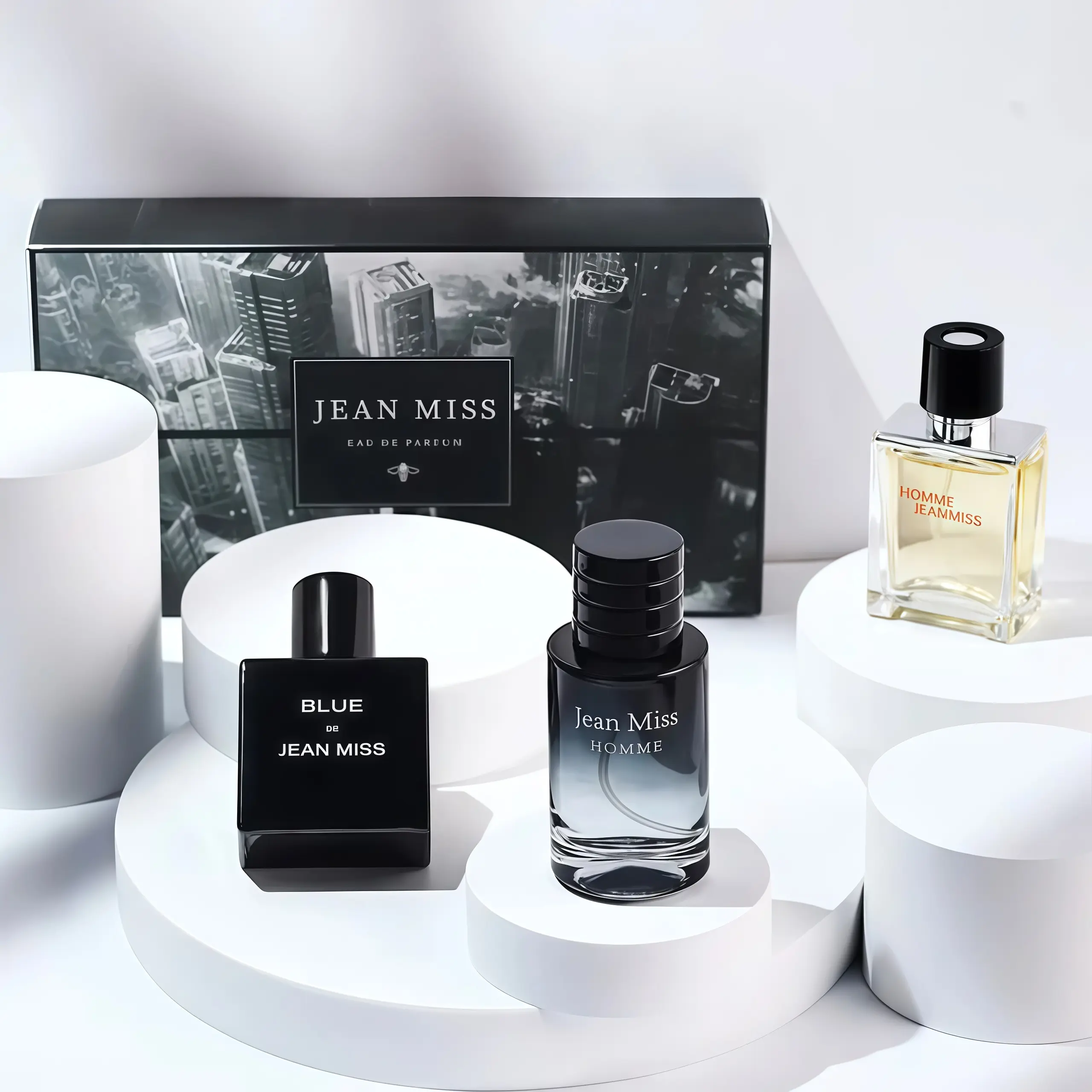 JEAN MISS Men's EDP Fragrance Set, 3x30ml Woody Blend Perfume, Lemon-Jasmine-Cedar-Vanilla Notes, Travel-Safe Portable Size, Long-Lasting, Great Holiday Gift for Men
