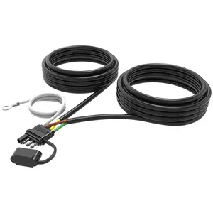 4 Pin 5 Wire Trailer Wiring Harness Kit,  22FT 16AWG Core with Jacketed Cable Trailer Light Kit 4 Way Flat 5 Wire Trailer Plug for Rewiring Both-Side Taillights on Trailers RVs and Boats