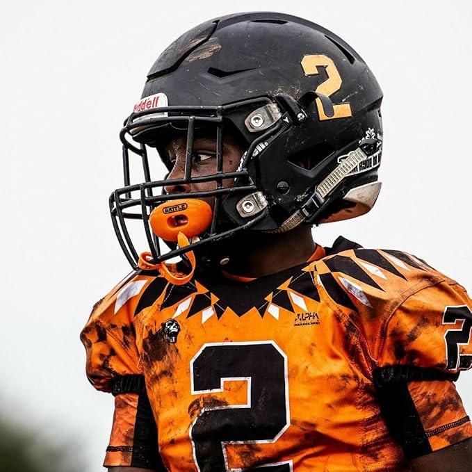 Battle Oxygen Lip Protector Mouthguard with Convertible Strap – Football and Sports Mouth Guard – Maximum Oxygen Supply – Mouthpiece Fits With or Without Braces – Impact Shield Covers Lips and Teeth