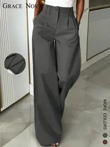 Spring Autumn Style Fashion Suit Pants, Womenswear Slimming Casual Long Pants, Retro Loose Ultra-Long Design, New Arrival, Bottoms