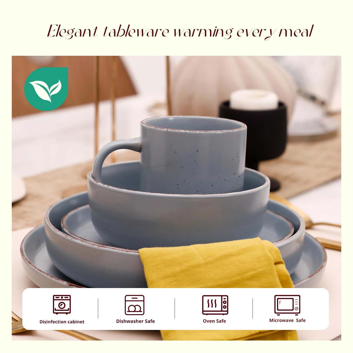 Nordic Style Round Stoneware 20pc Dinnerware Sets Speckled Matt Light Blue Plate and Bowl Set Nordic Style Round Stoneware 20pc Dinnerware Sets Speckled Matt Light Blue Plate and Bowl Set