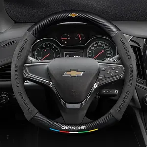 Carbon Fiber Microfiber Car Steering Wheel Cover, Compatible with Chevrolet Cruze Tahoe Colorado Bolt Silverado Aveo Spark Onix Capti Cavalier