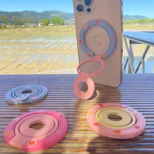 Vibrant Foldable MagSafe Ring Grip, Double-Sided Magnetic Phone Stand with 360° Swivel, Vertical & Horizontal Viewing for iPhone
