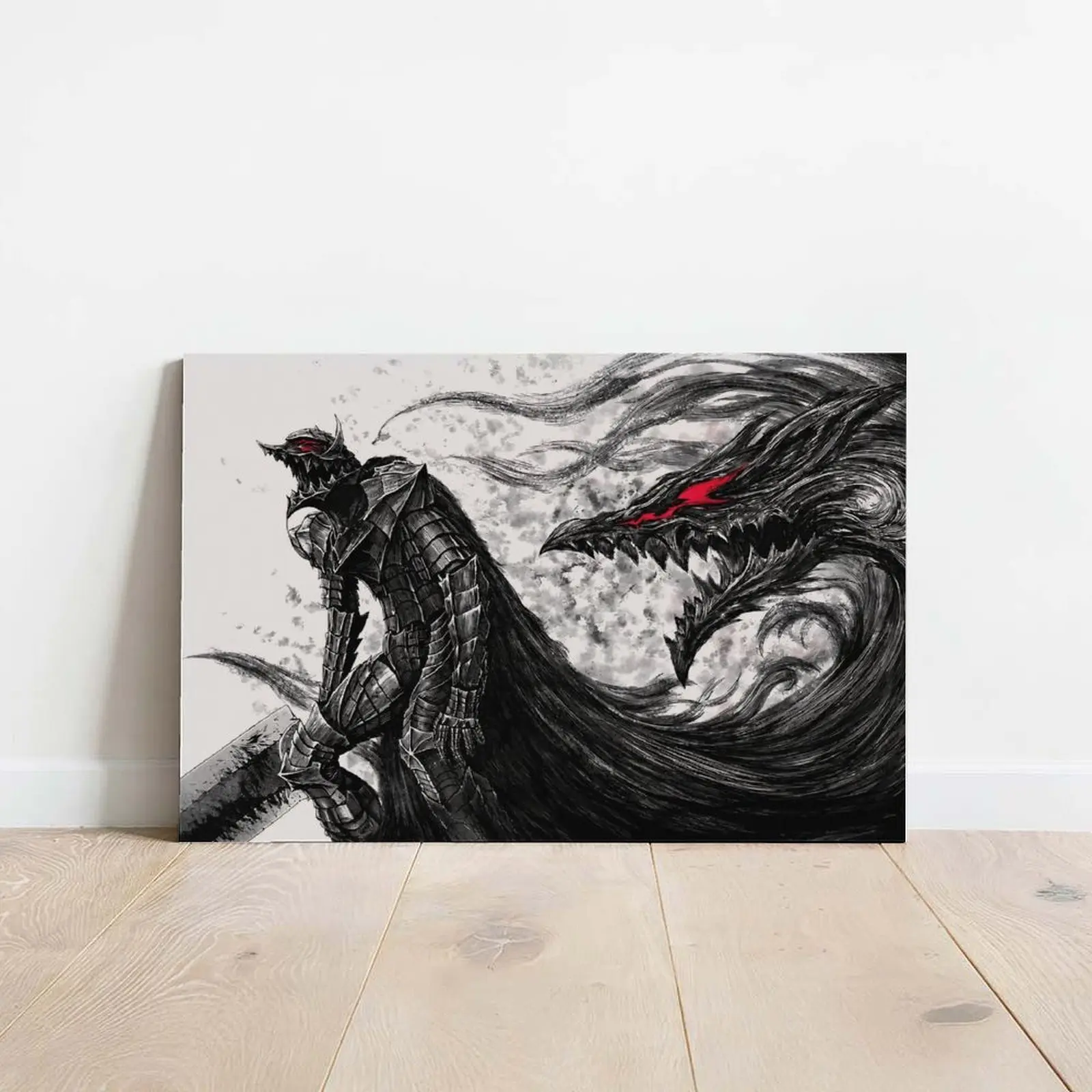 Berserk Guts Anime Canvas Wall Art Berserker Armor Poster Beast of Darkness Red Eyes Dragon Slayer Painting Dark Fantasy Aesthetic Living Room Bedroom Decor Trendy Shonen Artwork