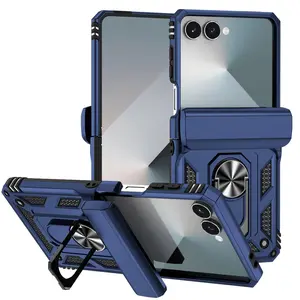 Shockproof Hard Shell Support Car Ring Magnetic Phone Case for Samsung Galaxy Z Flip 7 Flip7 ZFlip7 Bracket Protective Cover