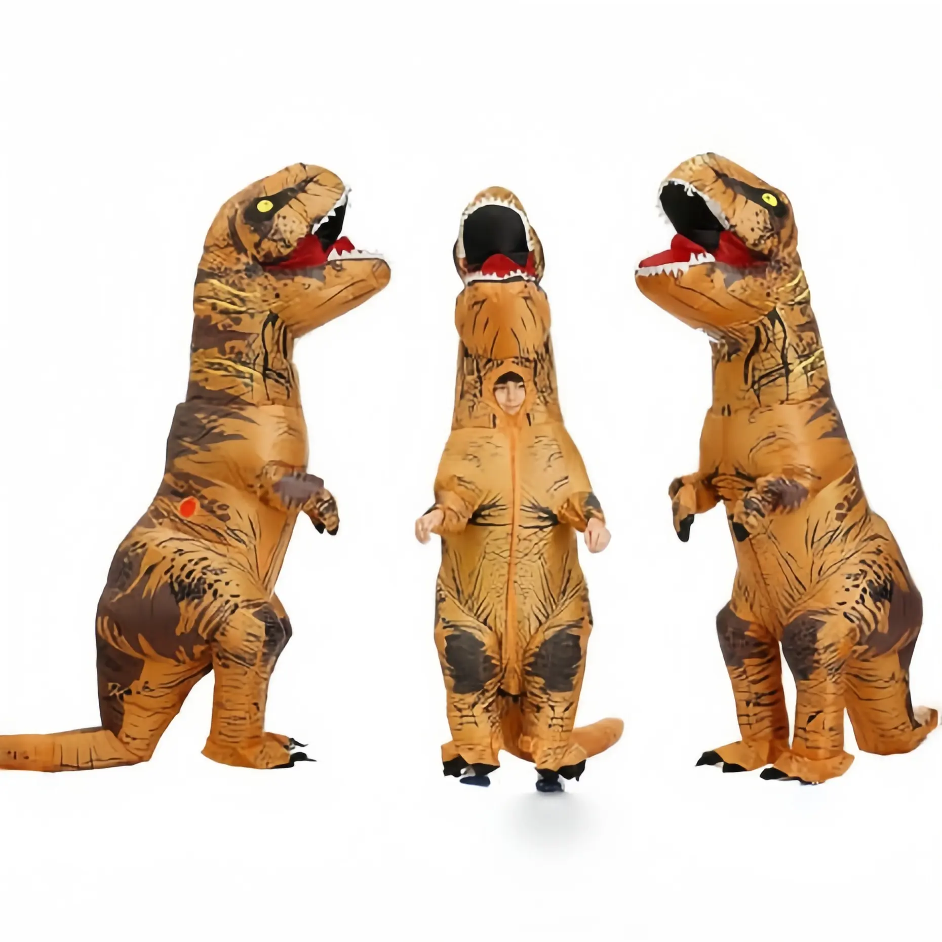 Hot Selling Wearable Dinosaur Festival Role Play Costume Polyester Inflatable Suit, No Battery Included, Fits 100-130cm, with Fan & Battery Box, Perfect for Halloween Party Cosplay