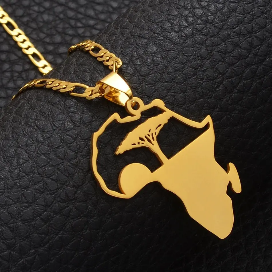 Africa Map Tree Of Life Necklaces - shaped necklace Men and Women