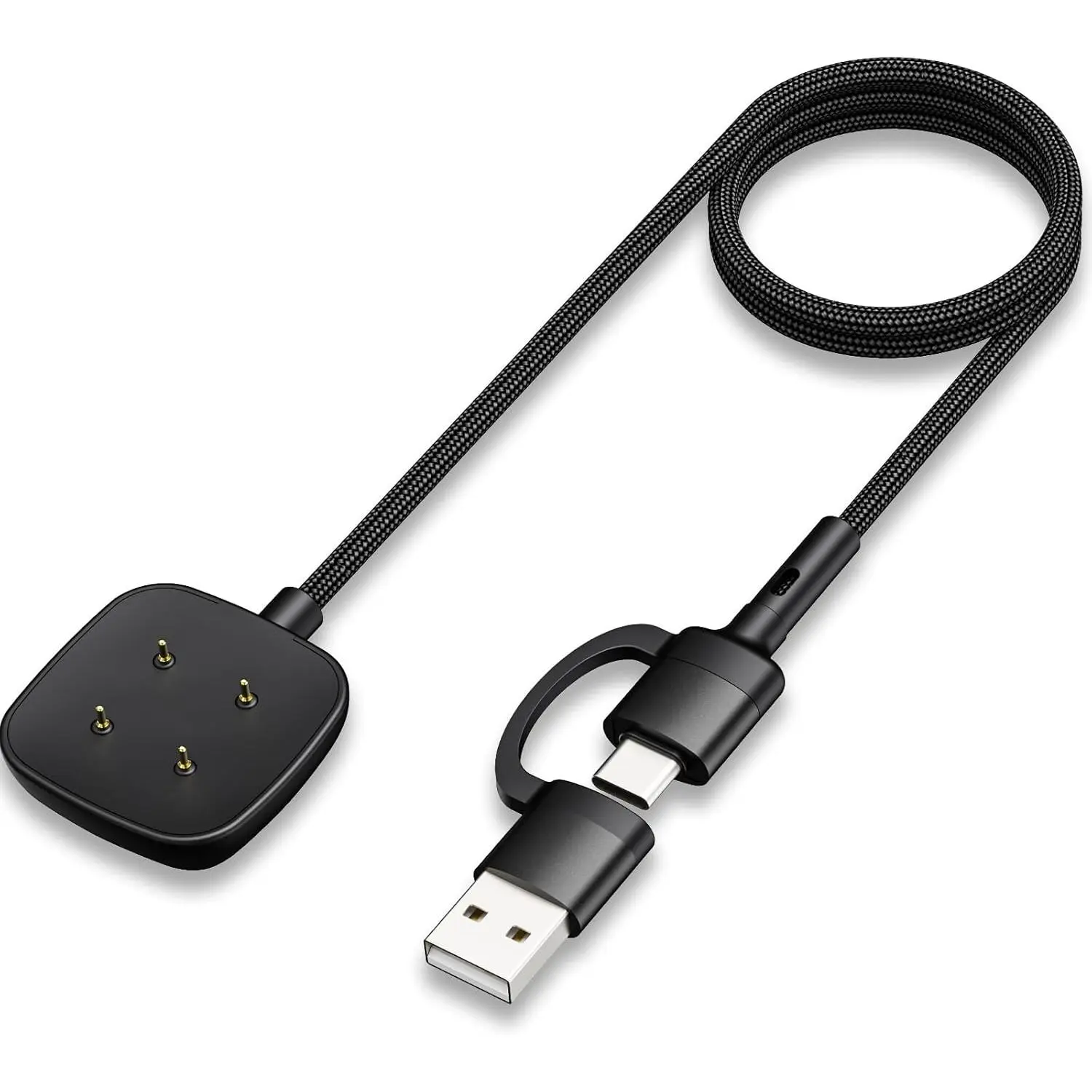 Upgraded 2 in 1 for Fitbit Charger,3.3Ft Replacement with Fitbit Sense/Versa 4/Versa 3 /Sense 2 Smartwatch Magnetic Dock Stand, USB A/C Google Pixel Watch 3/Pixel Watch2 Charging Cord