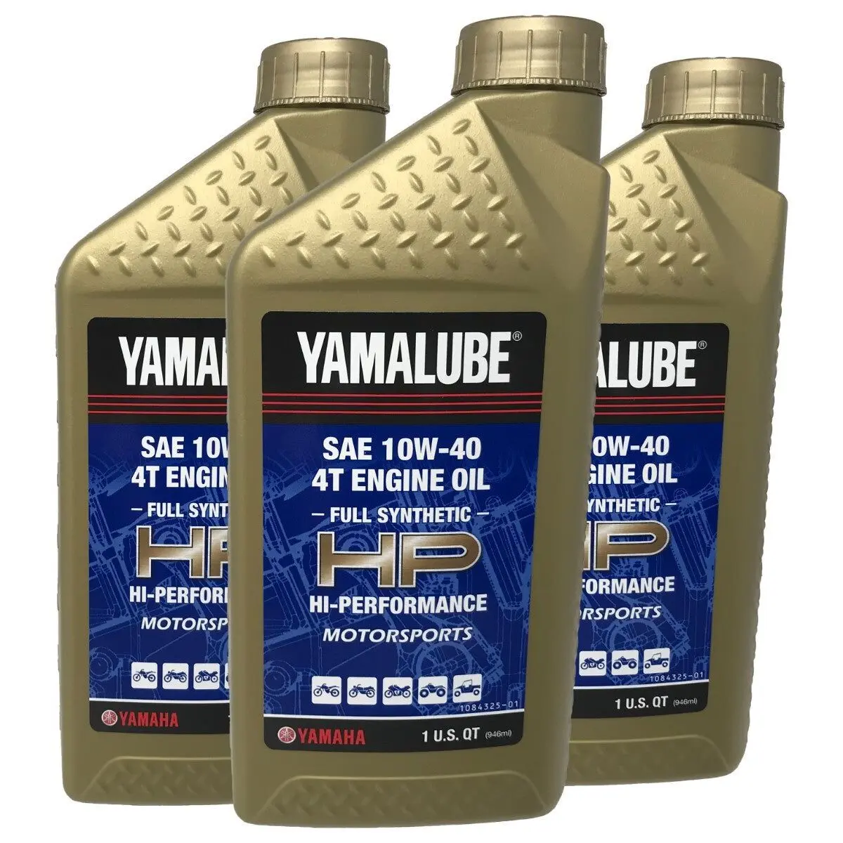 Yamaha Genuine OEM Yamalube Full Synthetic 10W-40 Oil LUB-10W40-FS-12 - 3 Pack