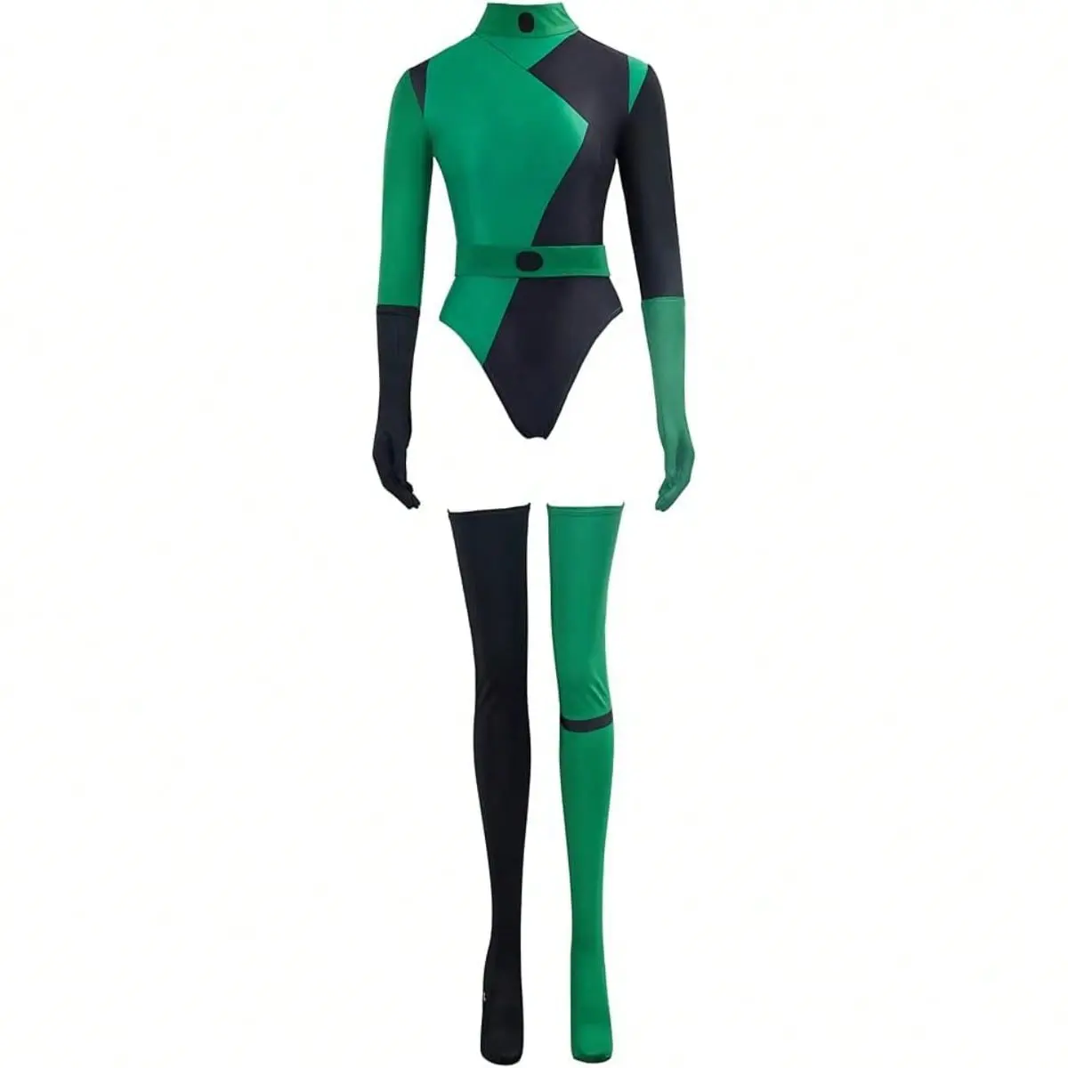 Women's Animation-Style Shego Super Villain Bodysuit Jumpsuit with Matching Gloves, Comfortable Stretchy Premium Fabric Costumes & Clothes, Cosplay, Shego Costume