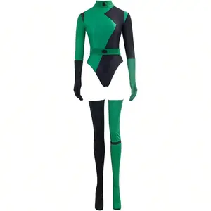 Women's Super Villains Shego Bodysuit Jumpsuit with Gloves