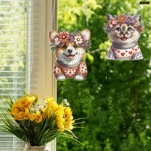 2D Flat2pcs Animal Theme 2D Flat DIY Special Shape Hanging Diamond Art Kits Diamond Painting Set Rhinestone Diamond Art Window Pendants WiDiamond Painting Kit is Suitable for Decorations. Create Unique DIY Handicrafts, Making Gifts Distinctive and Unique!