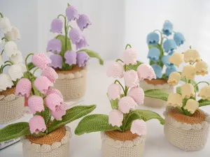 Handmade Crochet Lily of the Valley Potted Plant, Crochet flower, Handmade gift, Home decor, Office decor, Birthday gift, Christmas gift