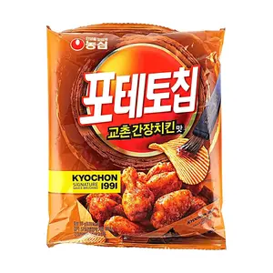 Nongshim x Kyochon Fried Chicken Chips - Soy Garlic Flavor, Thick Cut Wavy Potato Chips, 55g Snack