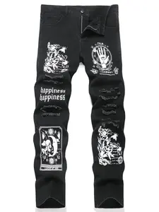 Men's Jeans Loose Fit Retro Straight Leg Trousers For All Seasons Denim Pants Comfortable Wear Black Streetwear