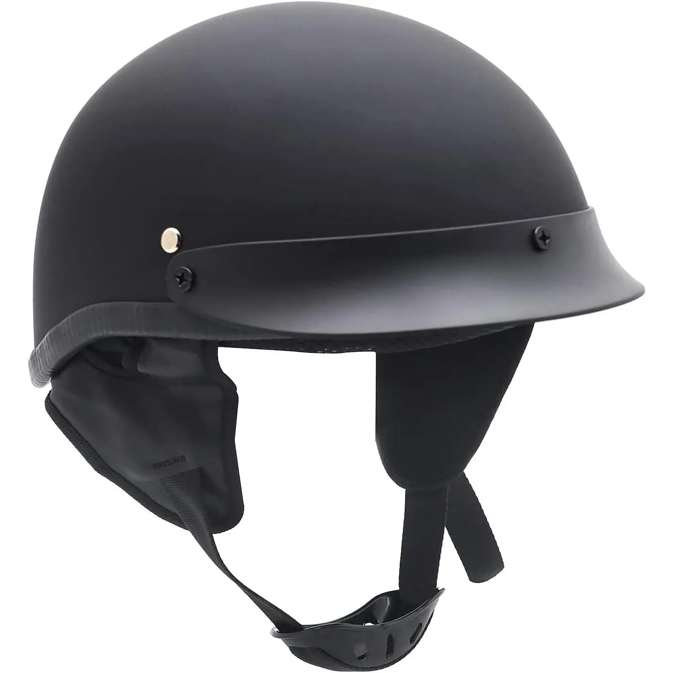 DOT-Certified Thermoplastic Half Helmet for Harley Davidson Bikers, Matte Black, Impact-Safe, Double D-Ring Straps, Non-Synthetic, Biking Compatible with Chopper Cruisers, Size XL