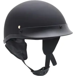 Motorcycle DOT Certified Matte Black Flat Black Compatible with Harley Davidson Half Face Helmet Chopper Cruiser Biker XL