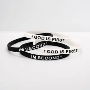 Christian Silicone Bracelet Set - God is First, I Am Second Inspirational Wristbands | Faith-Based Jewelry for Men/Women | Multi-Color Religious Gifts for Church, Youth Groups, Baptism