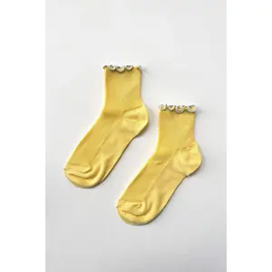 The Petite Ruffled Modal Socks in Butter/Baby Blue