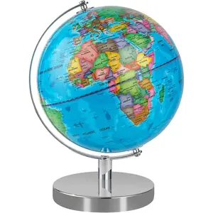 9'' World Globe with Stand Rewritable Easy-Read High Clear Map, Educational Interactive Globe for Kids Adults Learning STEM Toy Gift for 3+ Years Old