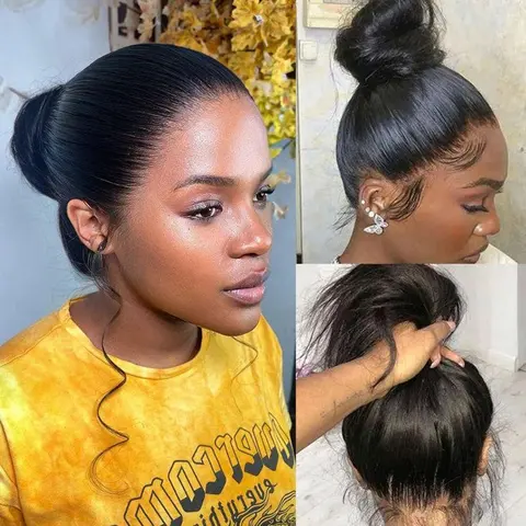 360 Transparent Lace Straight Wig All Human Hair Natural Black Wig Pre Cut 9x6 Gluelss Wig Suitable For Women Outdoorfun Summer Refreshing Hairstyle 180 Density TikTokShop SummerVibes, Wigs Human Hair