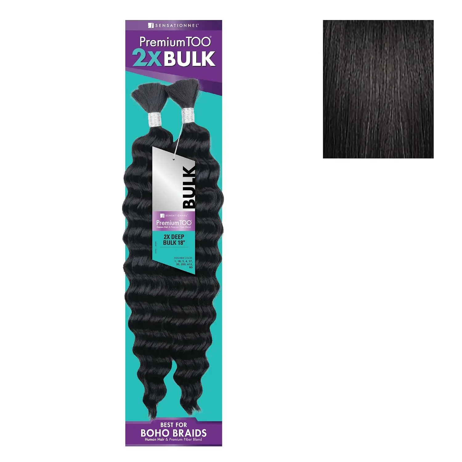 HH 2X DEEP BULK Sensationnel PremiumToo Bulk Weaving-2X Deep,1 pack 18 inN Human Hair Blend, 2X More Hair, Lightweight, Feed-In, Knotless, Goddess for Boho Braids