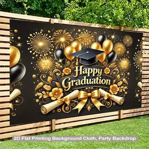 A Vibrant Graduation Backdrop for Parties, Featuring a 2D Design That Celebrates Graduation And The Start of Dreams, Suitable for Decorating Living Rooms, Bedrooms, Offices, Or Events