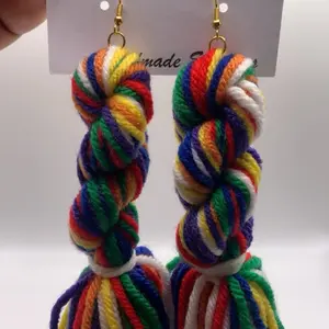 Twisted Tassell Earrings - Colorful Rope Design with Gold Hooks Made Earrings