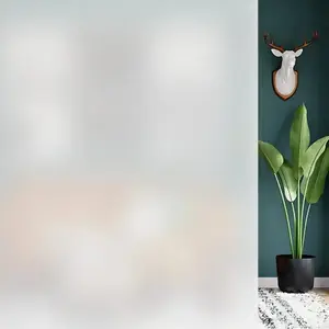 Matte Frosted Window Film, 1 Count Privacy Protective Decorative Glass Tint Film, Opaque Self Adhesive Window Sticker for Home Living Room Bedroom