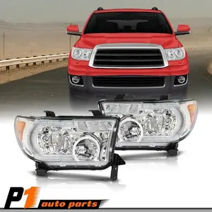 Clear Chrome LED Headlights Fit For 07-13 Toyota Tundra 08-17 Sequoia Left+Right