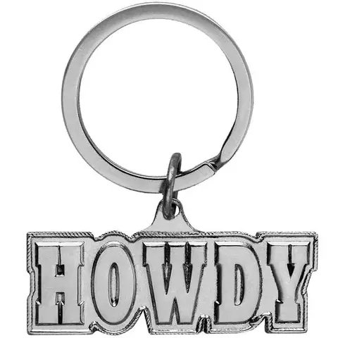 Howdy Silver Western Keychain, Elegant Cowboy Style Accessory for Cowboys & Cowgirls, Metal Keychains, Compact