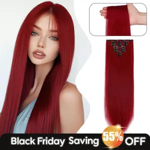 Cephemer Clip-in Synthetic Hair Extensions 26inches Long Straight 8PCS Natural Layered Light Weight Hairpieces for Women All Day Comfort for Daily Party Black Friday & Christmas
