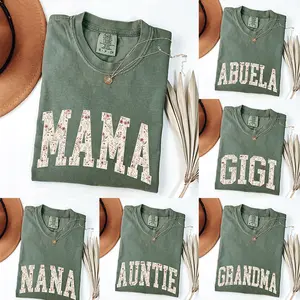 Comfort Colors Custom Mama Moss T-Shirt | Personalized Family Gift |  Floral Custom Year Mama Shirt,New Mom T-shirt,Pregnancy Announcement