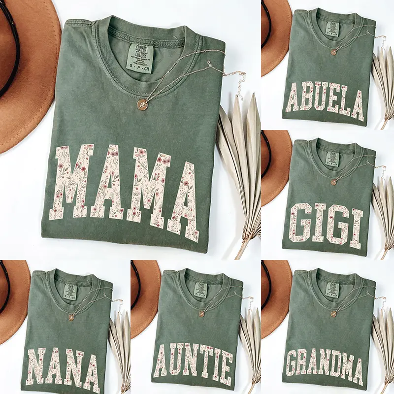 Comfort Colors Custom Mama Moss T-Shirt | Personalized Family Gift |  Floral Custom Year Mama Shirt,New Mom T-shirt,Pregnancy Announcement