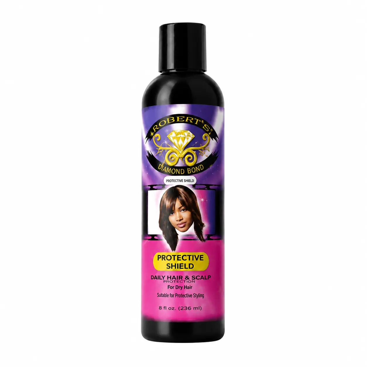 8oz Robert's Diamond Bond Protective Shield Kharkoal, Daily Protective Barrier Lotion Safeguards Natural Hair Under Wigs, Braids & Hair Extensions