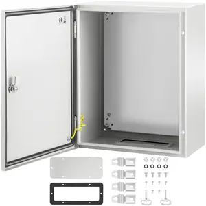 VEVOR NEMA Steel Enclosure, 20 x 16 x 10\'\' NEMA 4X Steel Electrical Box, IP66 Waterproof & Dustproof, Outdoor/Indoor Electrical Junction Box, with Mounting Plate