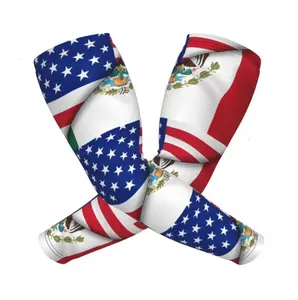 Half Mexican Half America Arm Sleeves For Men And Women Compression Sun Protection Tattoo Cover Up Baseball Basketball Running