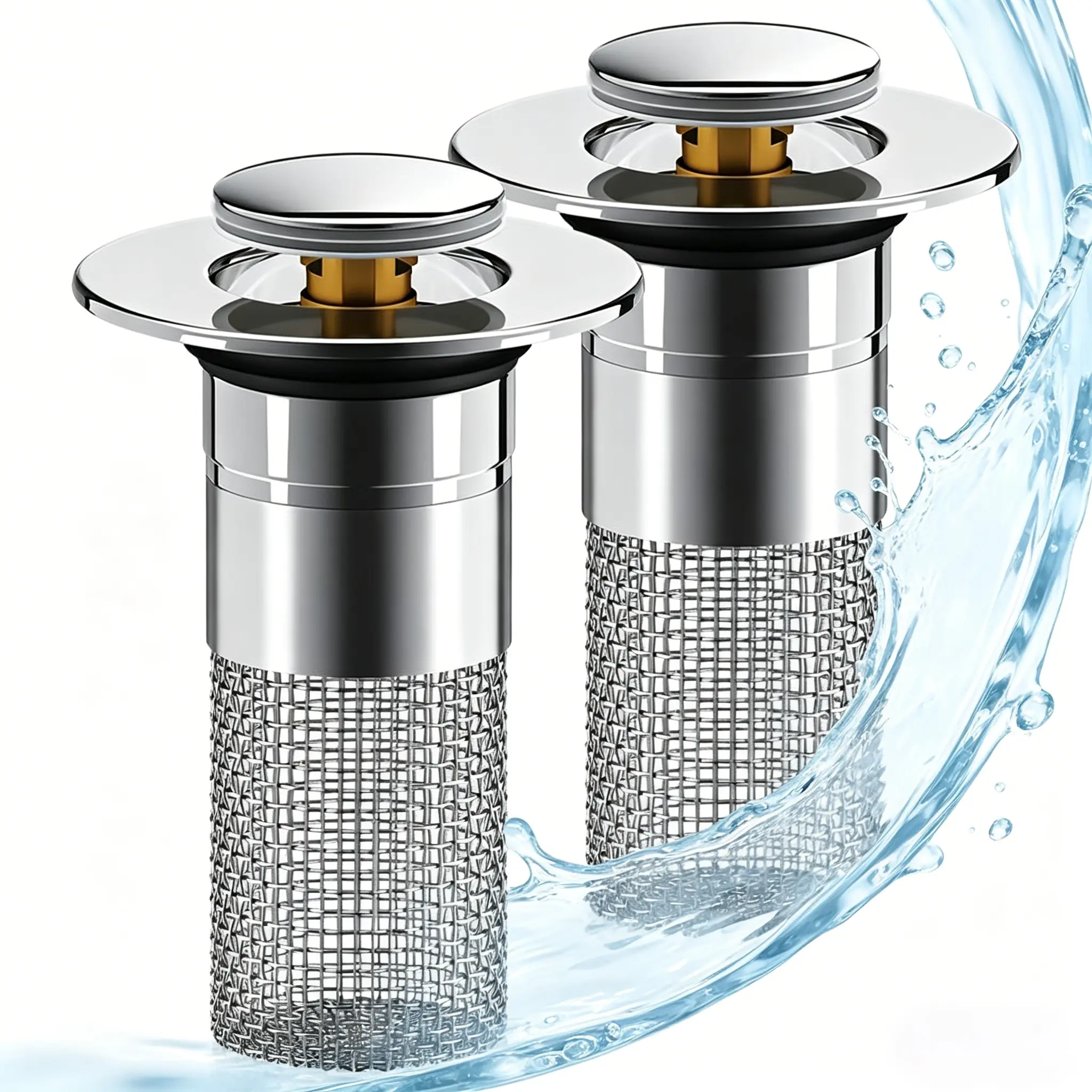 Bathroom Sink Stopper Hair Catcher, Universal Pop Up Sink Drain Filter with Stainless Steel Filter Basket, Bathroom Sink Stopper