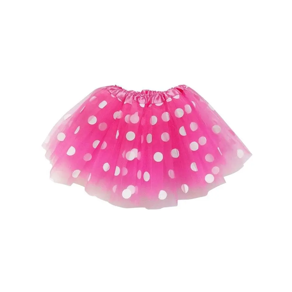 Hot Pink & White Polka Dot Tutu Skirt – 3 Layer Tulle Skirt for Kids & Adults – Costume, Dance, Dress-Up