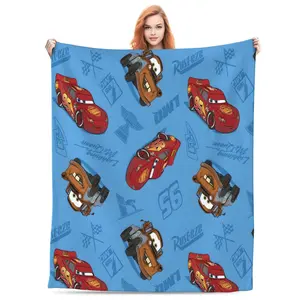 [SummerVibes] Classic Cars Movie Fleece Throw Blanket, Cartoon Racing Design Soft Cozy Blanket for Kids, Teens & Animation Fans, Lightweight All-Season Throw for Bed, Couch, Sofa & Travel, Cute Gift Home Decor