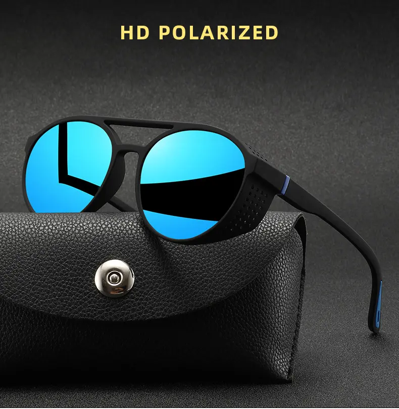 1cps Circular Steampunk Eyewear - Trendy Specs for Both Genders - Perfect for Driving And More, Sturdy Hollow Side Frame, Wind-Resistant Lenses