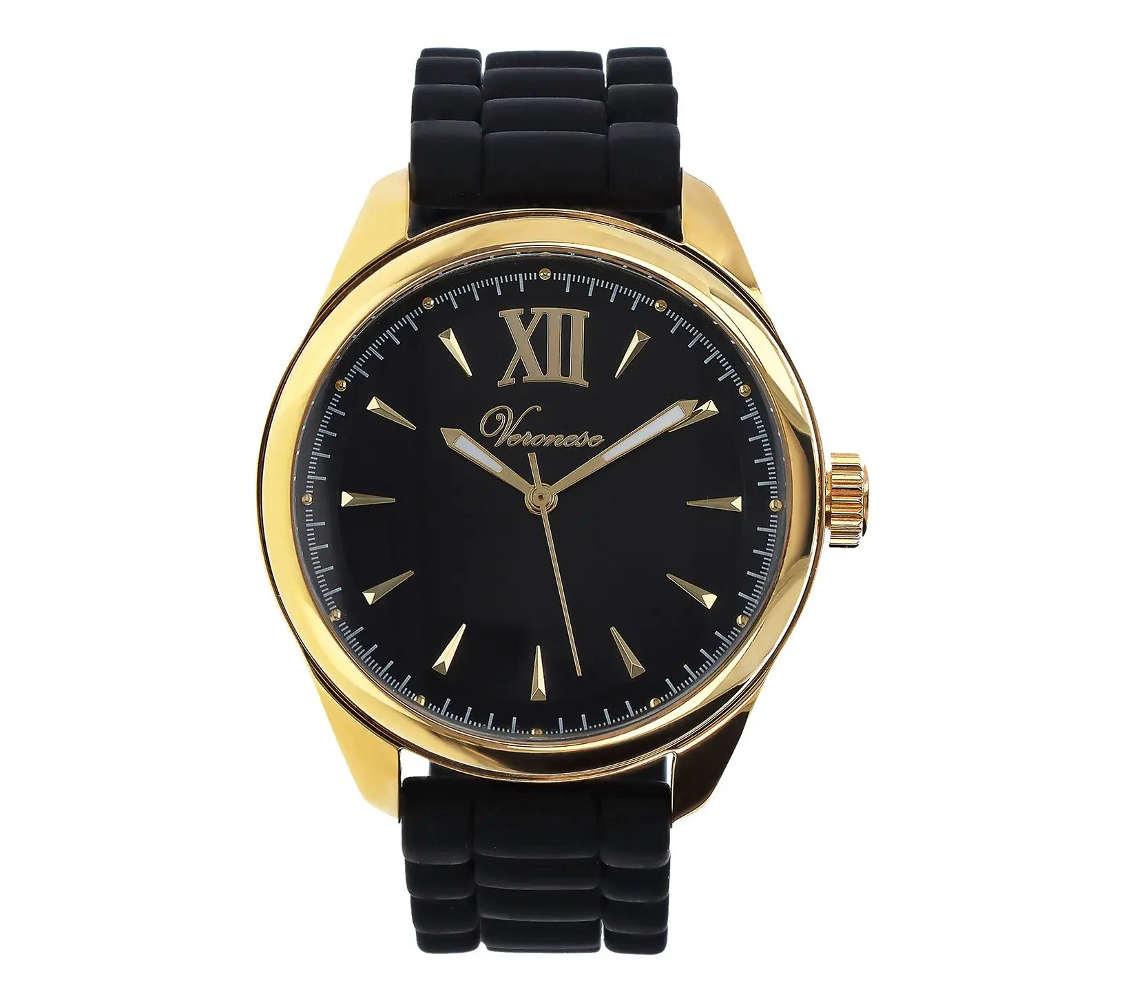 Veronese 18K Clad Choice of Leather or SiliconStrap Watch