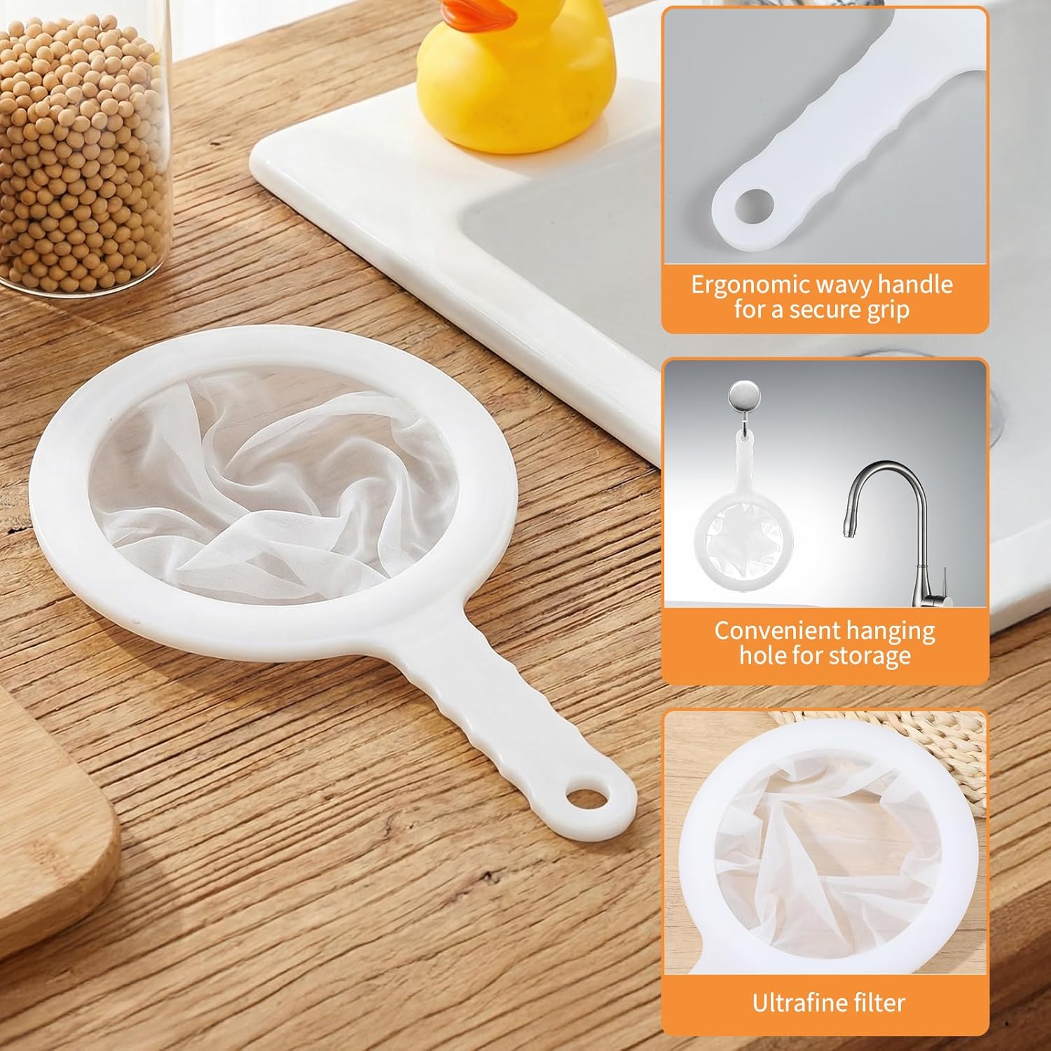 2 Pcs 9" Ultra-Fine Nylon Mesh Strainer, 100/200 Mesh, Fine Mesh Sieve Small Juice Strainer with Handle Yogurt Sieve Kitchen Plastic Colander Brine Shrimp Net for Nut Milk, Tea, Coffee, Honey, Wine 2 Pcs 9" Ultra-Fine Nylon Mesh Strainer, 100/200 Mesh, Fine Mesh Sieve Small Juice Strainer with Handle Yogurt Sieve Kitchen Plastic Colander Brine Shrimp Net for Nut Milk, Tea, Coffee, Honey, Wine