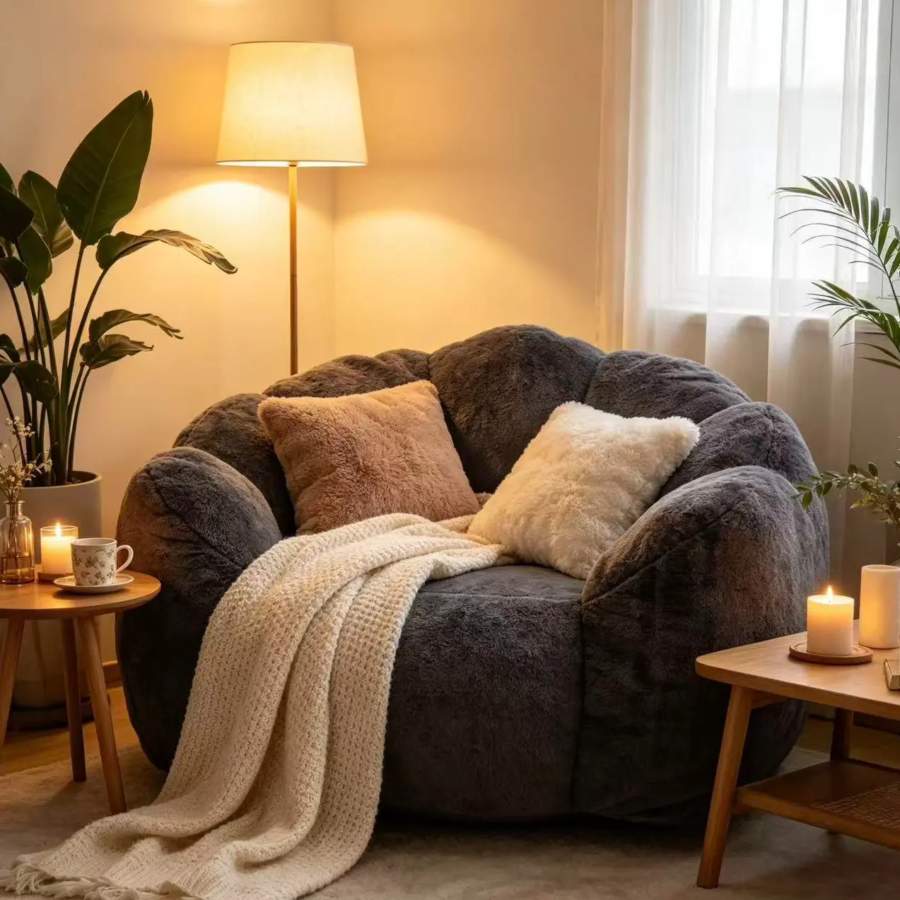 39'' Bean Bag Chair for Adults, Ultra Soft Faux Fur Comfy Lazy Sofa, Accent Chair & Vanity Chair, Cozy Lounge Chair for Bedroom, Living Room & Game Room