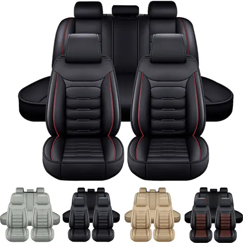 For Toyota Tacoma Car Seat Cover For Five Seats All-Season PU Leather Anti-Scratch Front Rear Seat Protector Mat Full Set,Automotive Interior Decoration