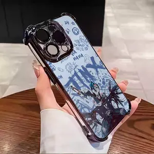 (springtok) LOL League of Legends Jinx Pattern Aesthetic Electroplated TPU Casing For iphone 16 15 14 13 12 11 X XS PRO PLUS MAX Four Corners Anti-Fall Transparent Soft Silicone Gift Shockproof Protection Anti-Drop Protective Protector Phone Cases